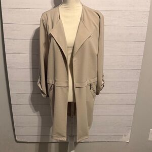 Soho Light Beige Open-Front Trench Coat